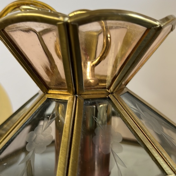 Vintage Hangging Ceiling Light Glass And Metal - Picture 3 of 14